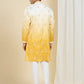 YELLOW & WHITE OMBRE EMBROIDERED WORK KURTA PAJAMA SET FOR MEN'S