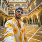 YELLOW SUNFLOWER PRINTED KURTA PAJAMA SET FOR MEN'S