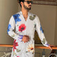 WHITE FLORAL PRINTED KURTA PAJAMA SET