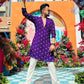 DARK PURPLE BUTTI WORK KURTA PAJAMA SET FOR MEN'S